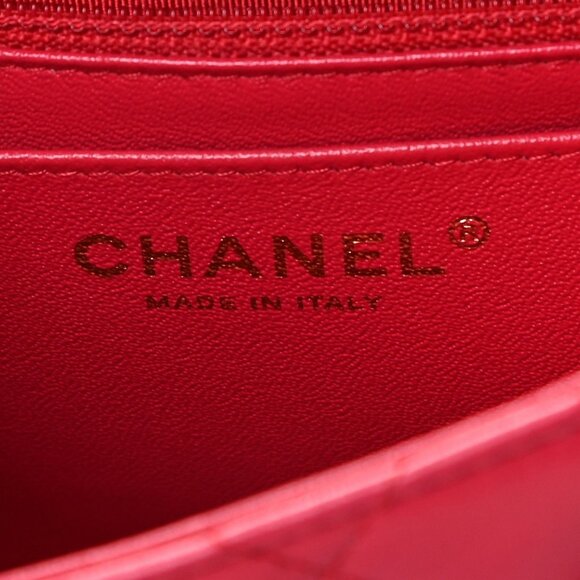Authentic CHANEL CC Lambskin Quilted Mini Square Flap Pink Lambskin Matelasse - Picture 6 of 8